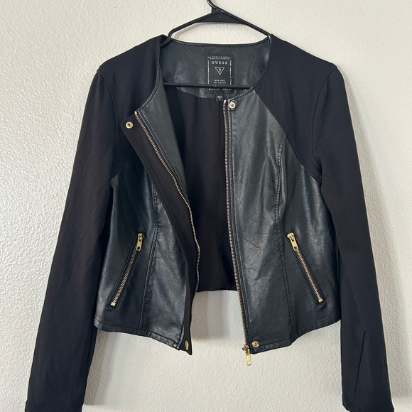 GUESS Women's Black Leather Jacket - Picture 2 of 5